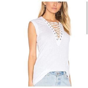 Black Orchid Los Angeles White Lace Up Sleeveless Tee- Edgy Tank Top NWOT